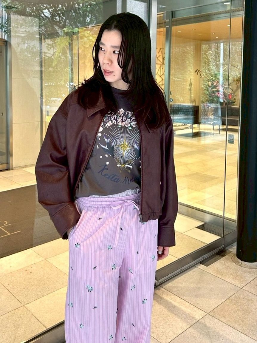 LILY BROWN「【LILY BROWN&times;KEITA MARUYAMA】レイヤードウエストストライプパンツ」|チノ|