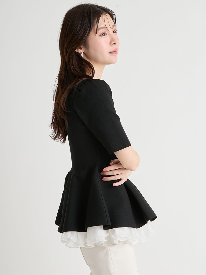 CELFORD「【洗える】ペプラムドッキングニットプルオーバー」|ニット・セーター|