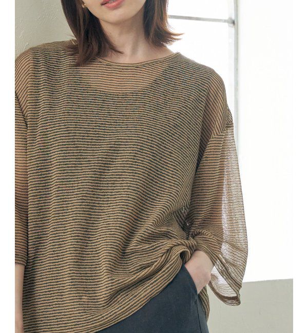 ikka「【2点セット】シアーボーダーアンサンブル」|その他|ベージュ