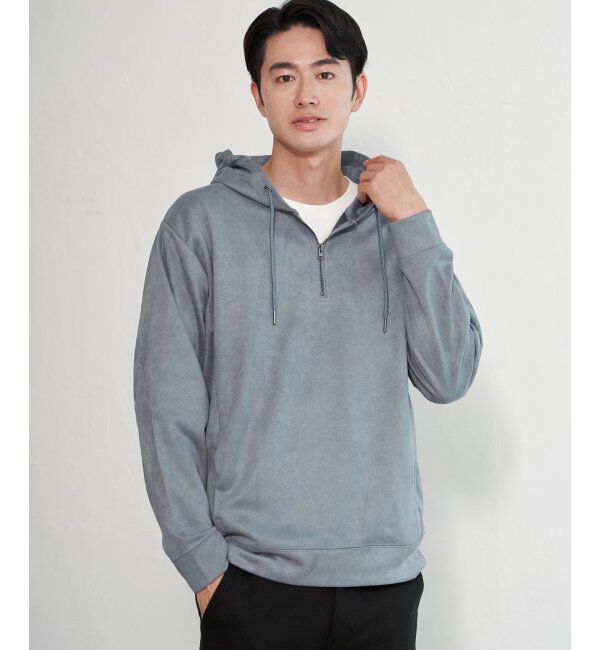 ikka「GOKU楽スエードハーフジップパーカ」|パーカー|