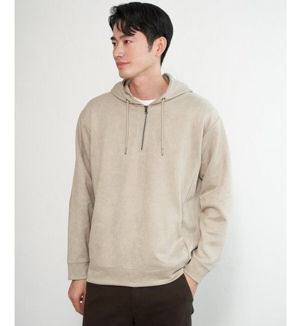 ikka「GOKU楽スエードハーフジップパーカ」|パーカー|