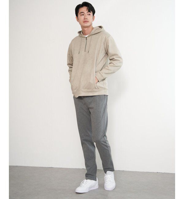 ikka「GOKU楽スエードハーフジップパーカ」|パーカー|