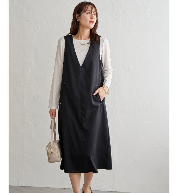 ikka「【2点セット】ジャンパースカートセット」|ワンピース|ブラック