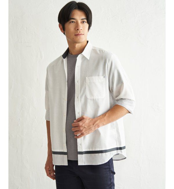 ikka「オックス袖2way裾切り替えシャツ」|シャツ・ブラウス|