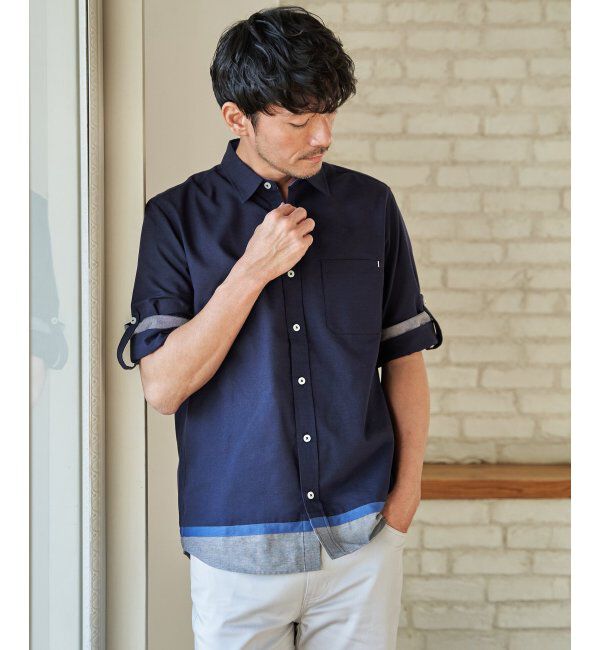 ikka「オックス袖2way裾切り替えシャツ」|シャツ・ブラウス|