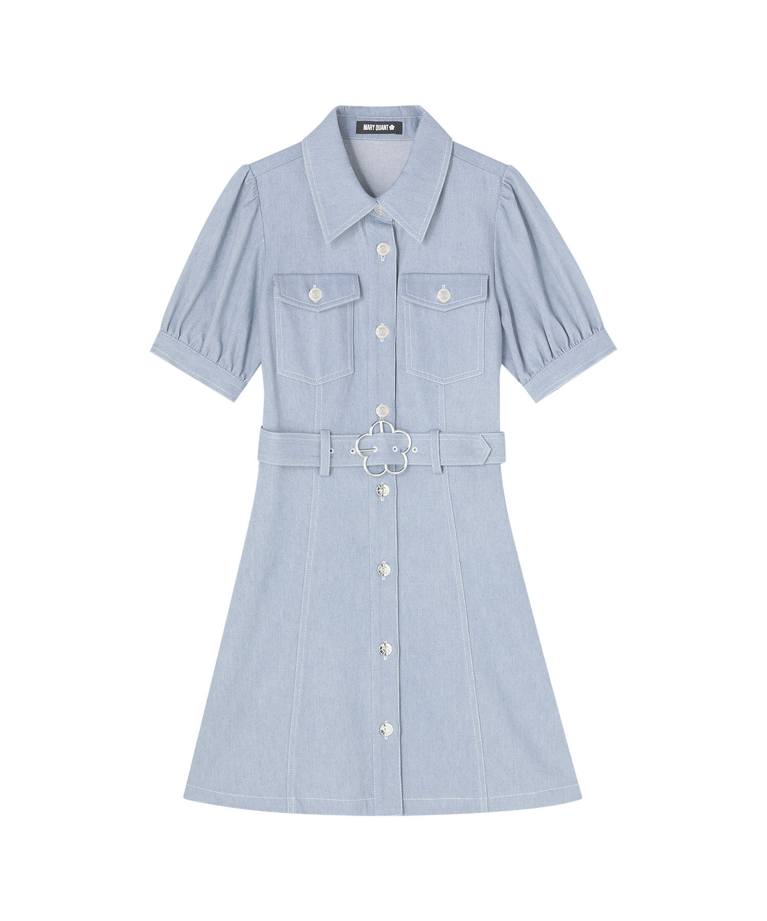 MARY QUANT「デイジーバックルデニムミニ ワンピース」|ワンピース|ブルー