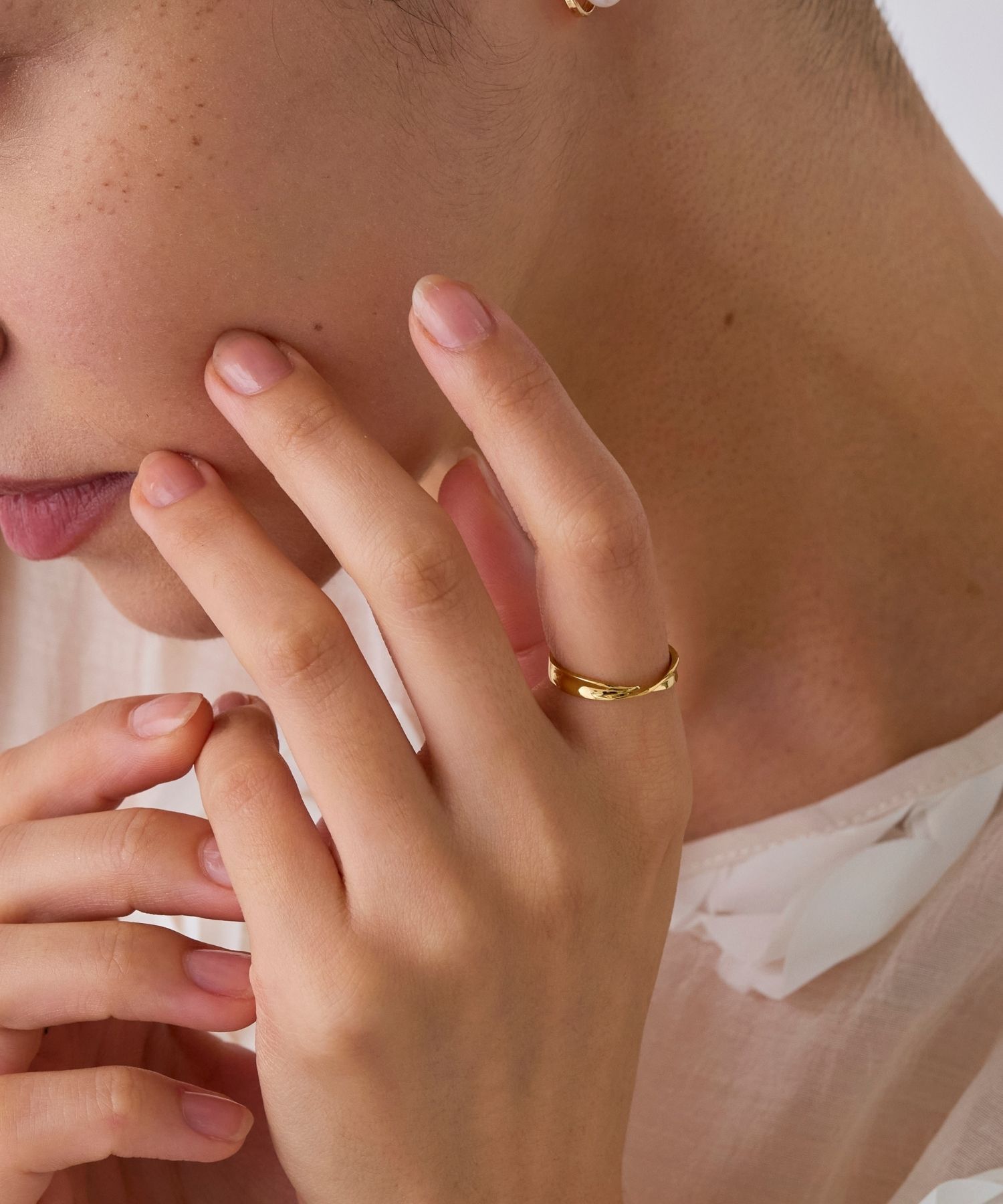 JUPITER「【SV925】リボンクロスリング/ペア/ゴールド」|リング|