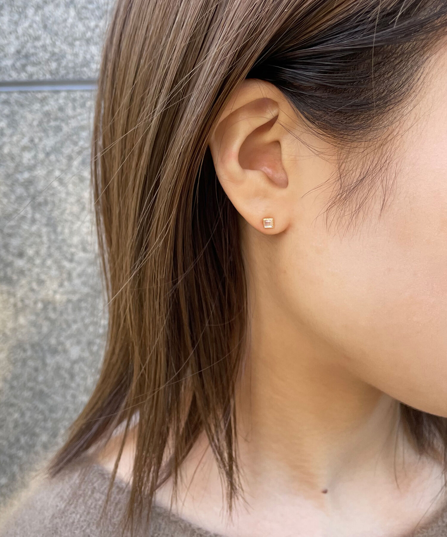 JUPITER「【K10】スクエア天然石ピアス/ブルームーンストーン」|ピアス|