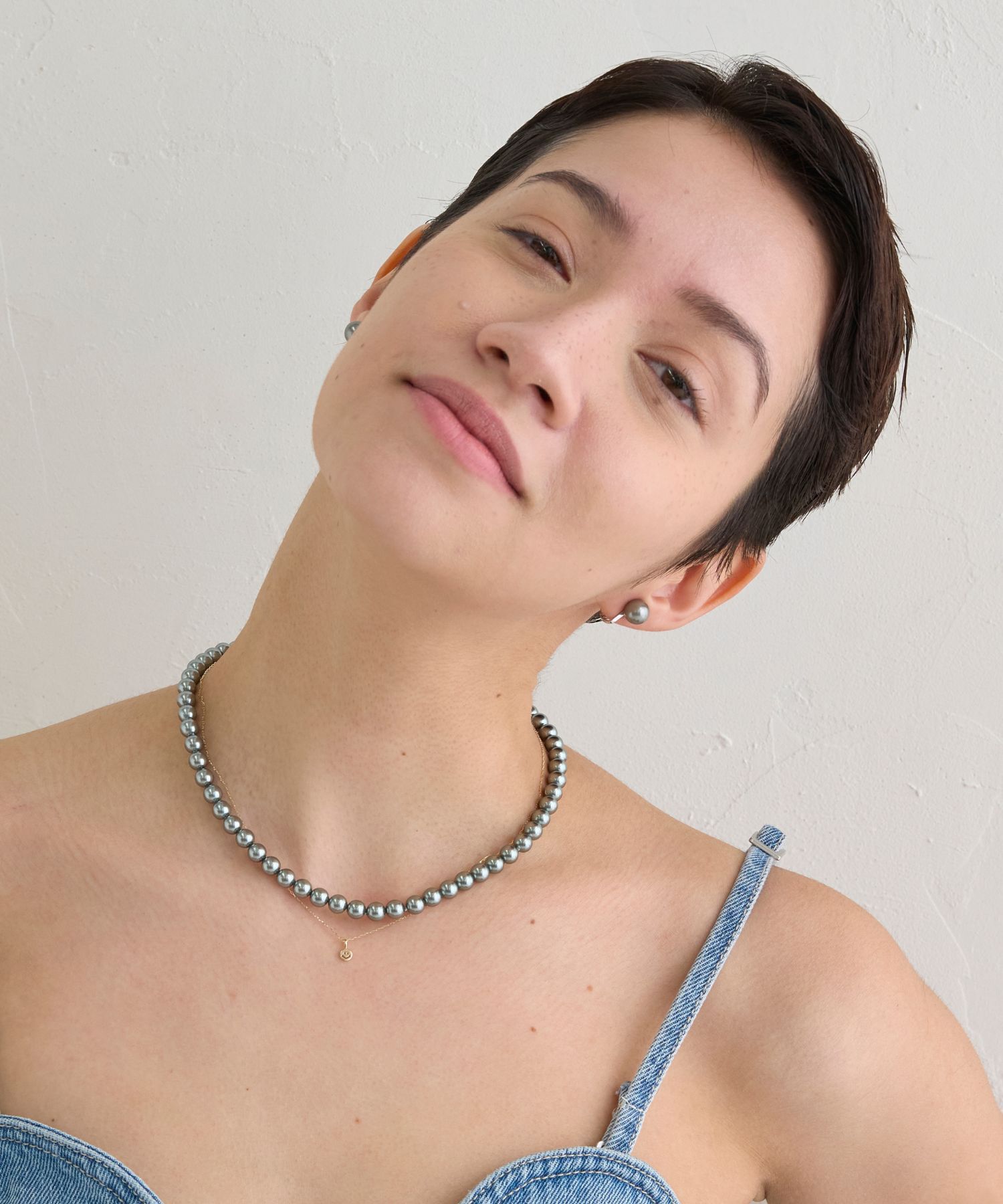 JUPITER「【国産貝パール】フォーマルパールネックレス＆イヤリングセット　グレー」|ネックレス|