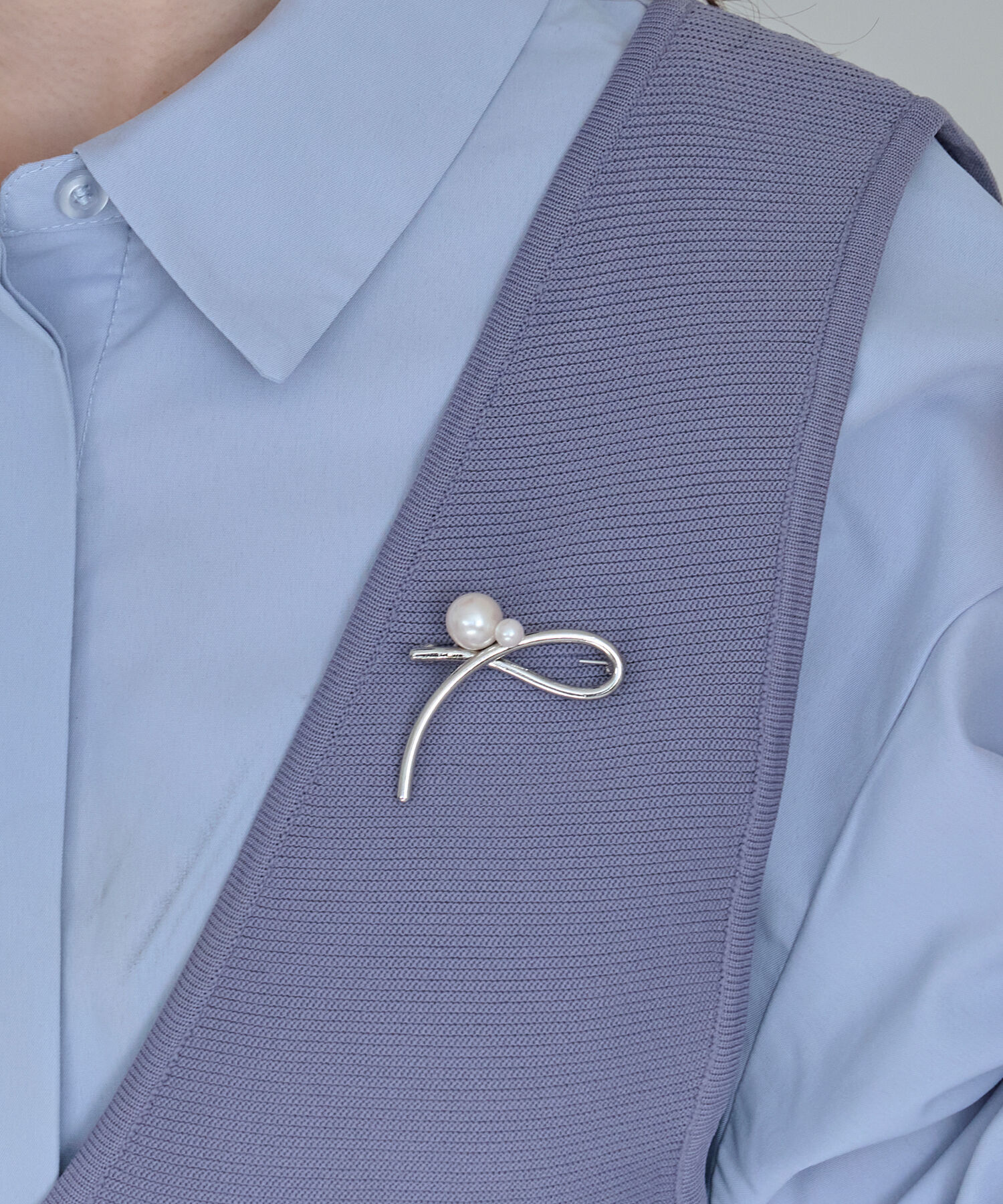 Phoebe「クロスメタルパールブローチ　シルバー　セレモニー/入学式/卒業式/式典」|ブローチ・コサージュ|シルバー