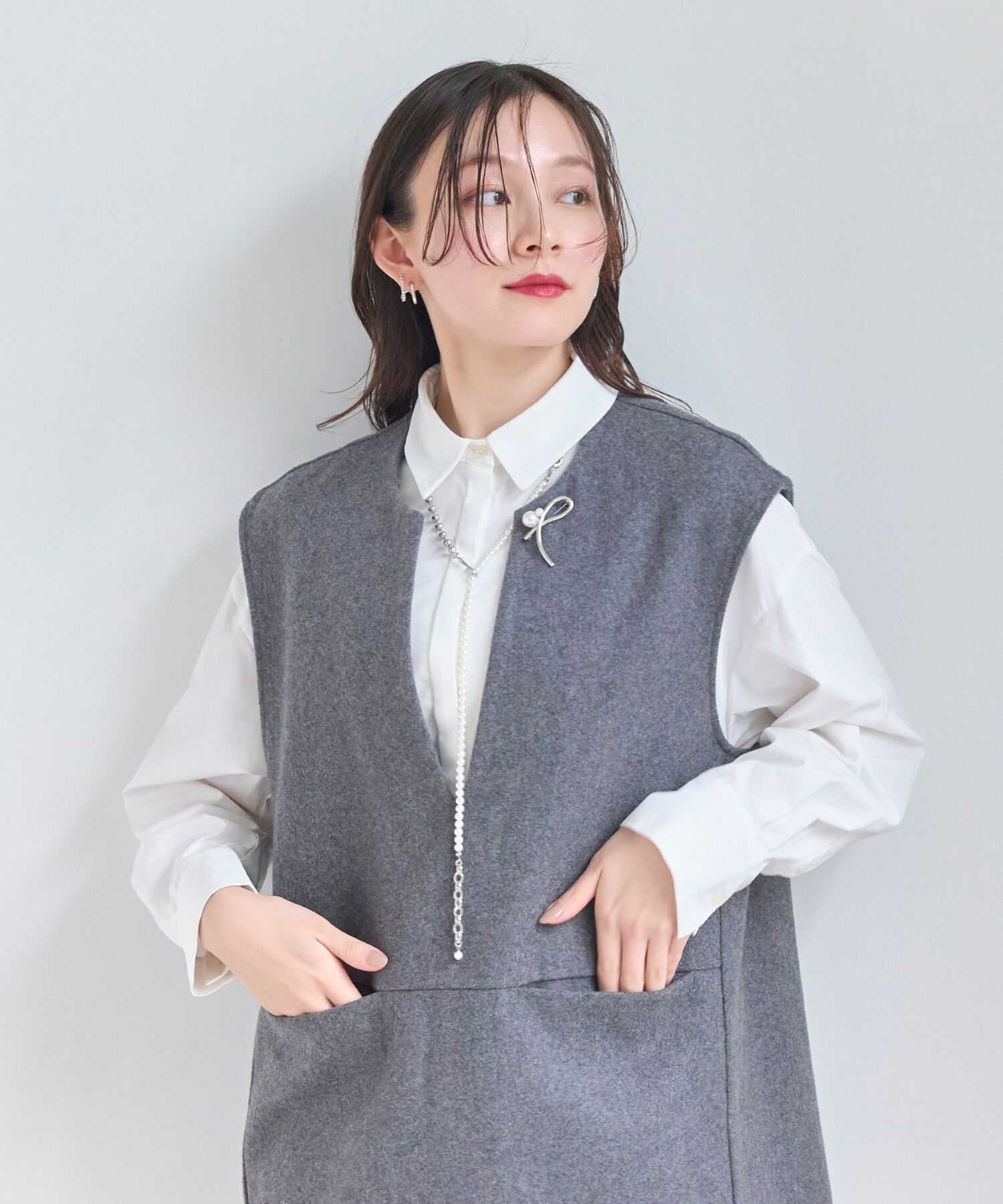 Phoebe「クロスメタルパールブローチ　シルバー　セレモニー/入学式/卒業式/式典」|ブローチ・コサージュ|