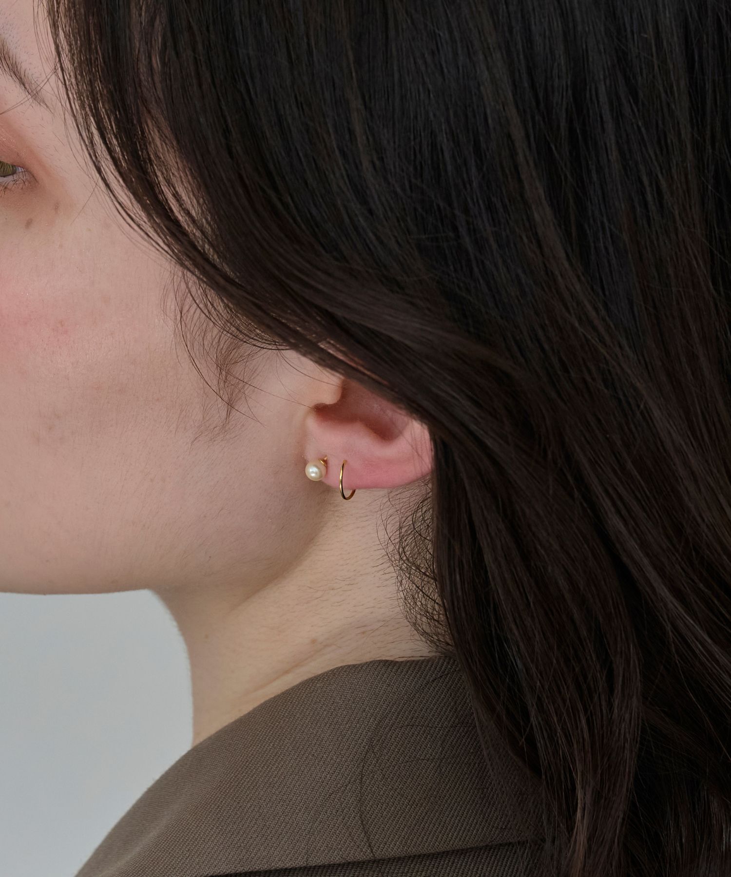Phoebe「【金属アレルギー対応】ダブルループパールピアス/ニッケルフリー」|ピアス|
