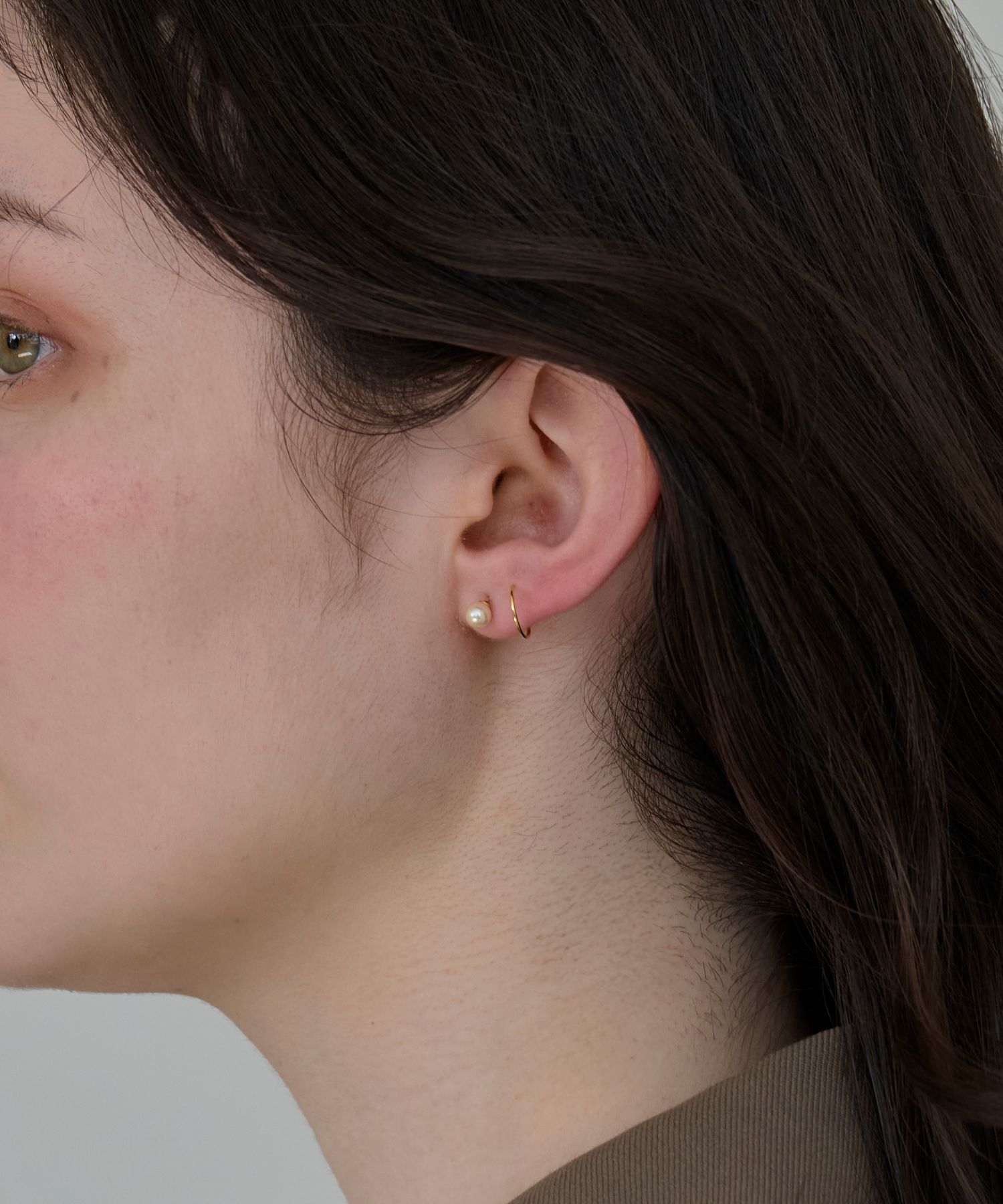 Phoebe「【金属アレルギー対応】ダブルループパールピアス/ニッケルフリー」|ピアス|