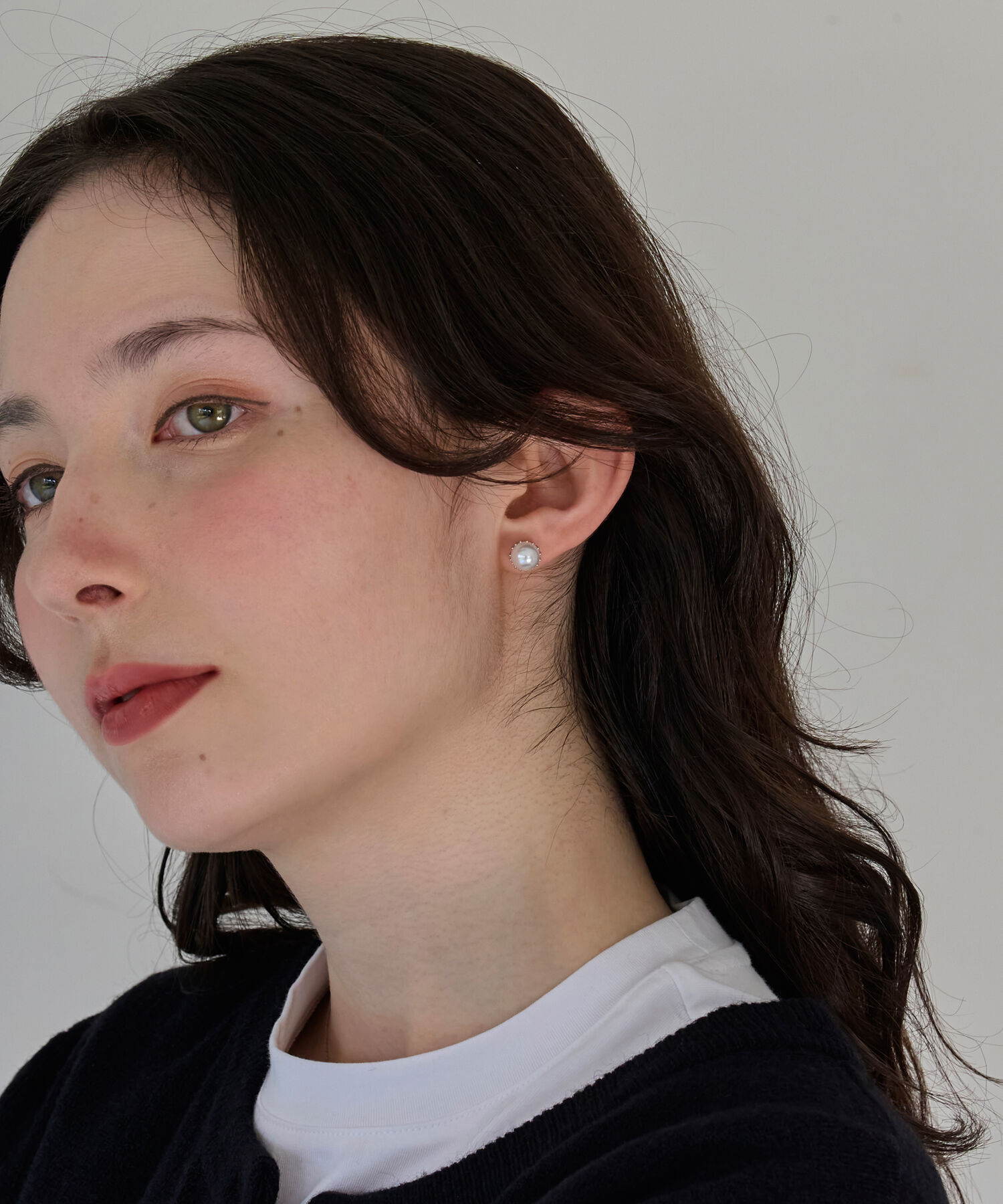  「トゥウィンクルフレームパールピアス　シルバー/一粒」|ピアス|