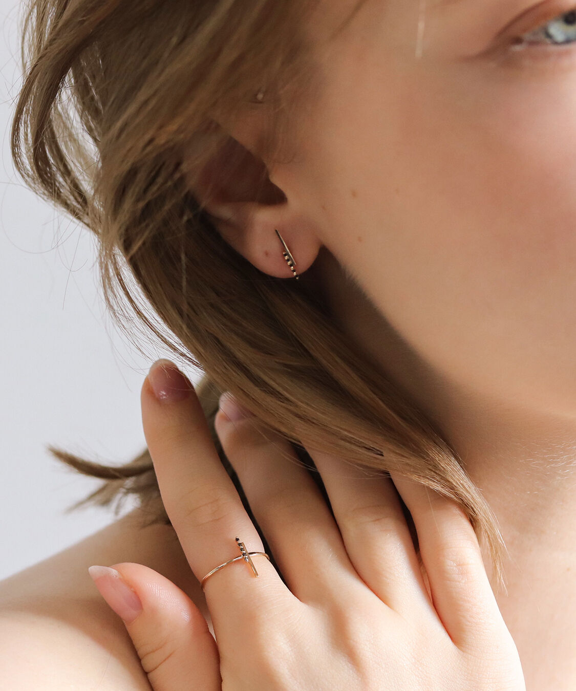  「ブラックダイヤモンド ピアス | K10YG」|ピアス|