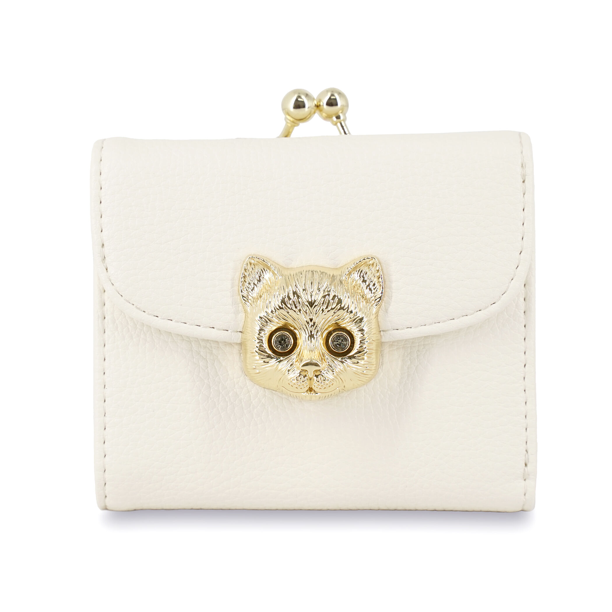 PAUL&JOE「口金ミニ財布／３Ｄ　キャットフェイス／２６ＳＳ」|財布|アイボリー