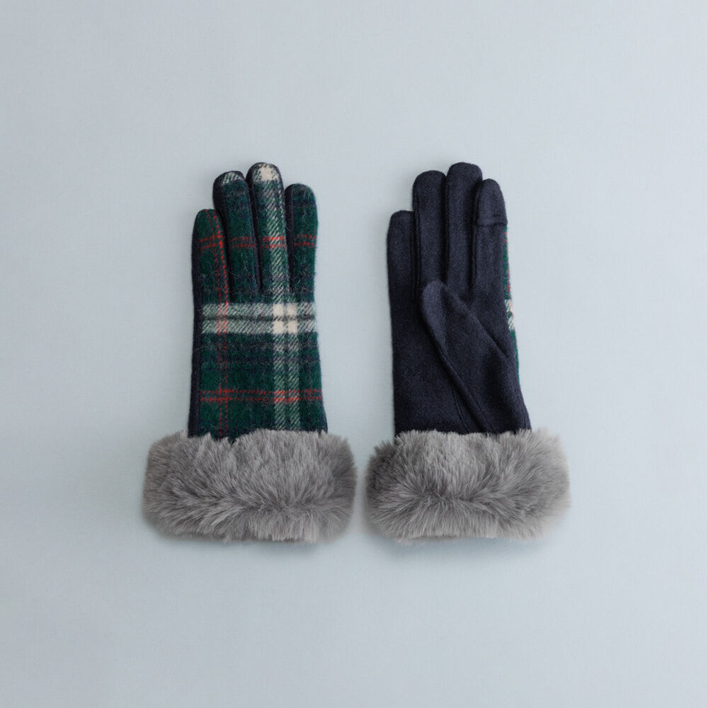 BACKYARD FAMILY「クロダ 手袋 レディース 通販 グローブ 手ぶくろ 暖かい かわいい タータンチェック 通勤 通学」|手袋|グリーン1