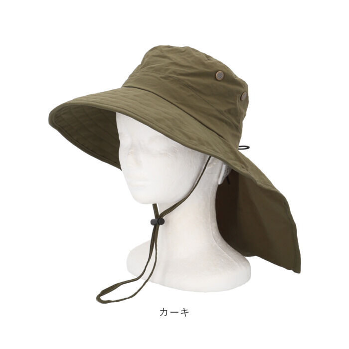 BACKYARD FAMILY「ハット 帽子 レディース 通販 サファリハット たれ付き あご紐付き シンプル 無地 ナイロン」|ハット|