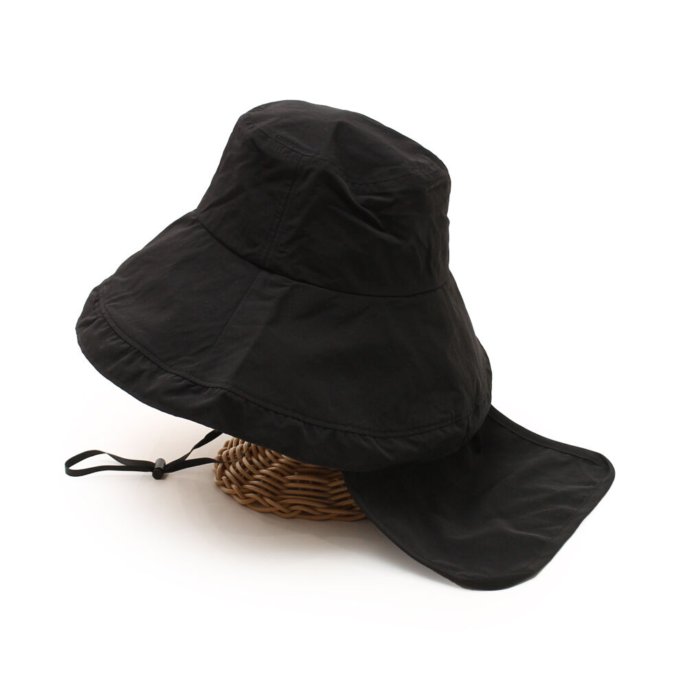 BACKYARD FAMILY「帽子 UVカット レディース 通販 UVハット つば広帽子 つば広ハット ネックカバー付き ハット」|ハット|ブラック1