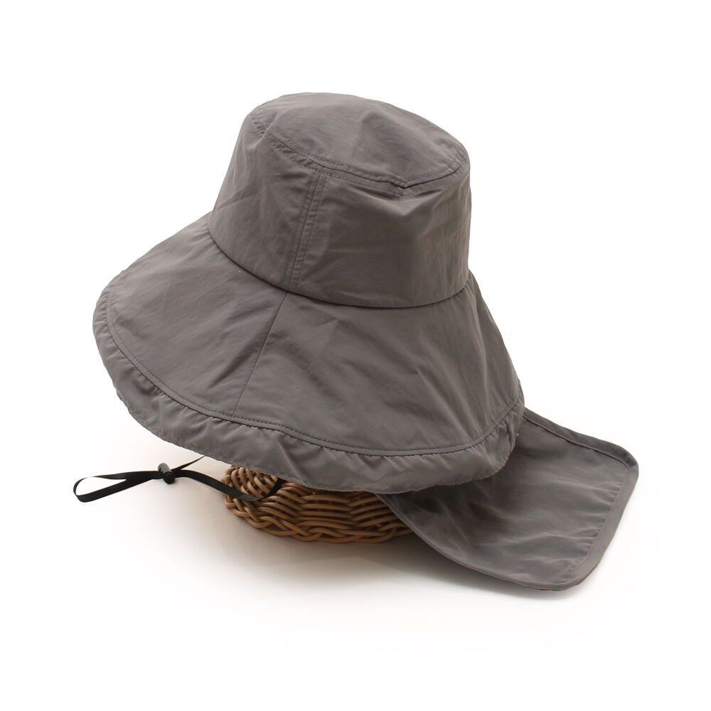 BACKYARD FAMILY「帽子 UVカット レディース 通販 UVハット つば広帽子 つば広ハット ネックカバー付き ハット」|ハット|グレー1