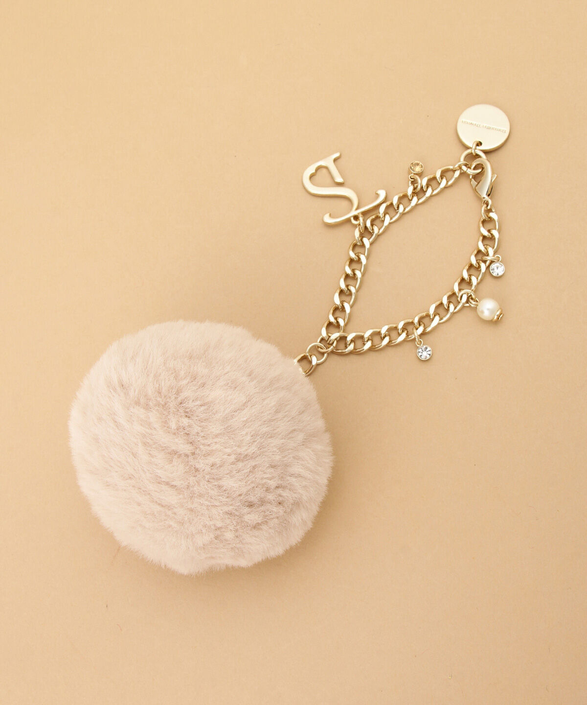 Samantha Thavasa「ソフトファーロゴチャーム」|チャーム・キーホルダー|ベージュ