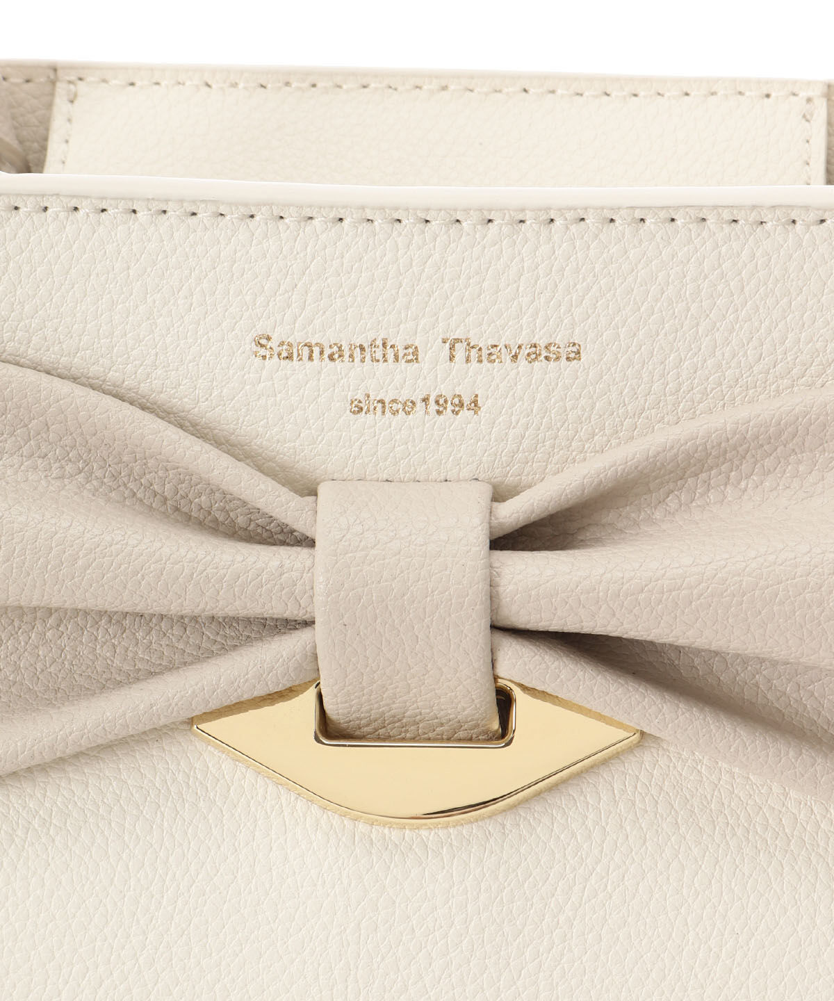 Samantha Thavasa「バイカラーリボンモチーフ スプリットレザーハンドバッグ」|ハンドバッグ|