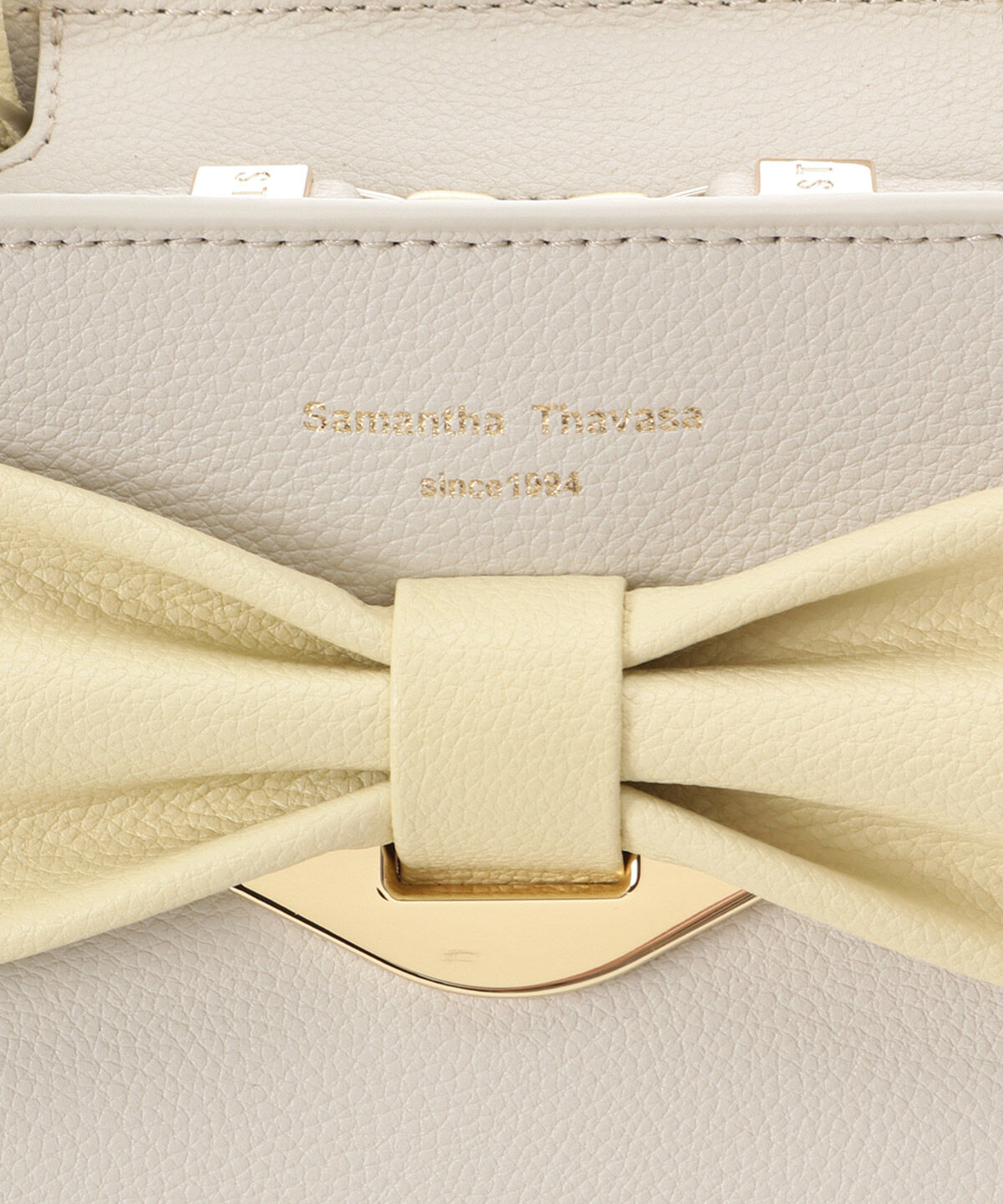 Samantha Thavasa「バイカラーリボンモチーフ スプリットレザーハンドバッグ」|ハンドバッグ|