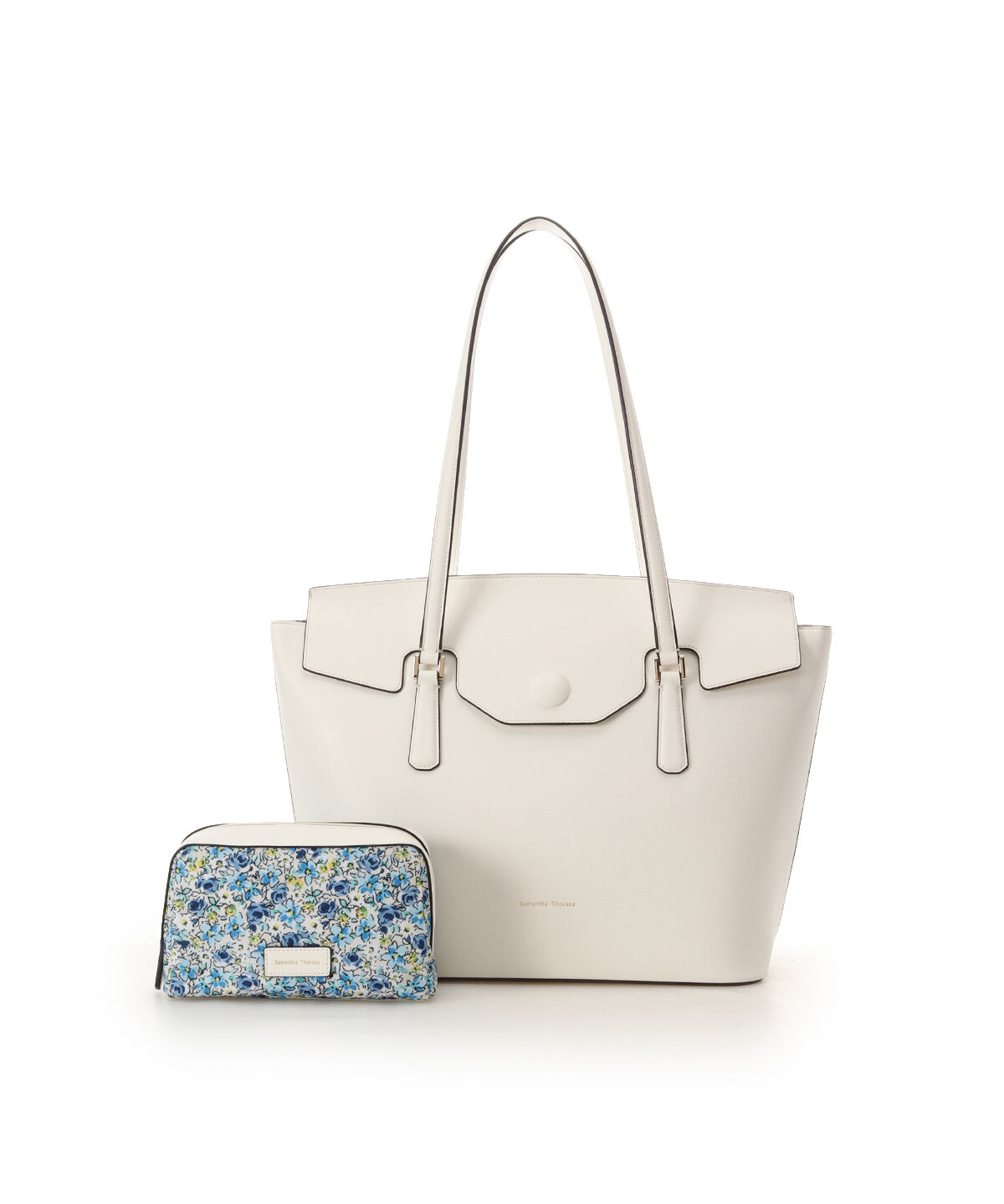 Samantha Thavasa「花柄ポーチ付き かぶせトートバッグ」|トートバッグ|オフホワイト