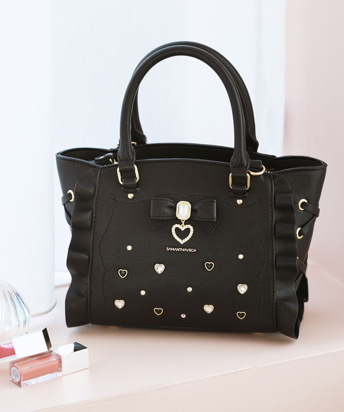 Samantha Vega「サイドレースアップリボンビジューミニフラッター」|ショルダー・メッセンジャー|