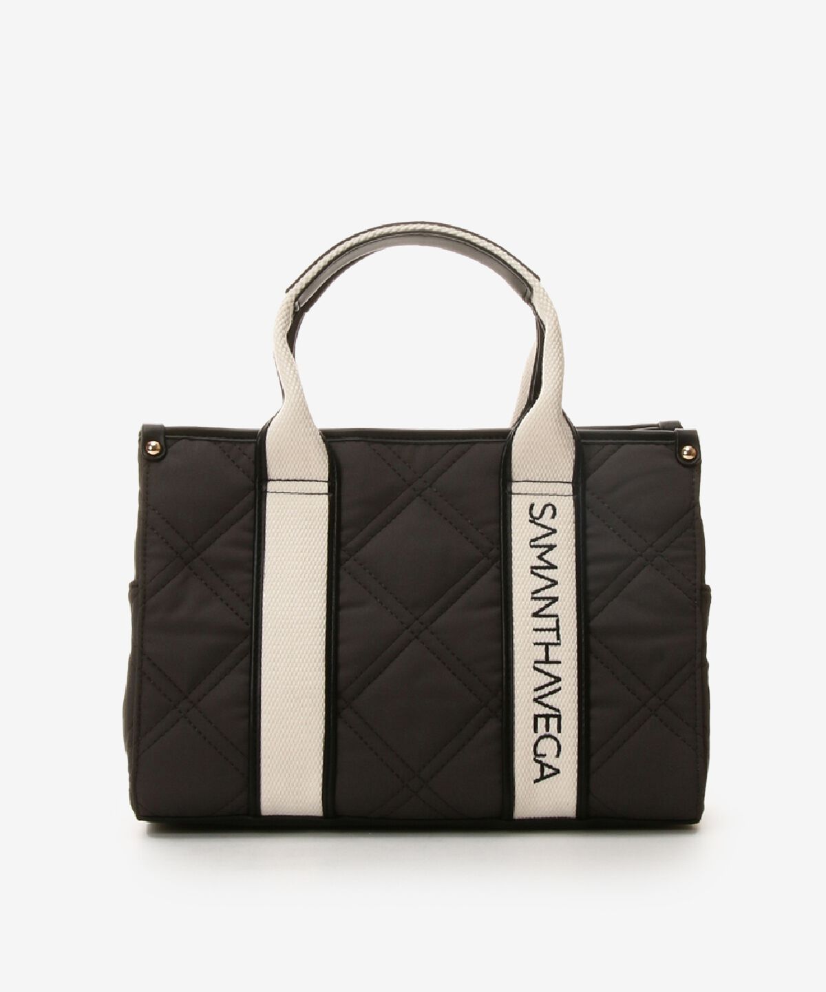 Samantha Vega「ロゴテープキルティングハンドバッグ（小）」|ハンドバッグ|ブラック