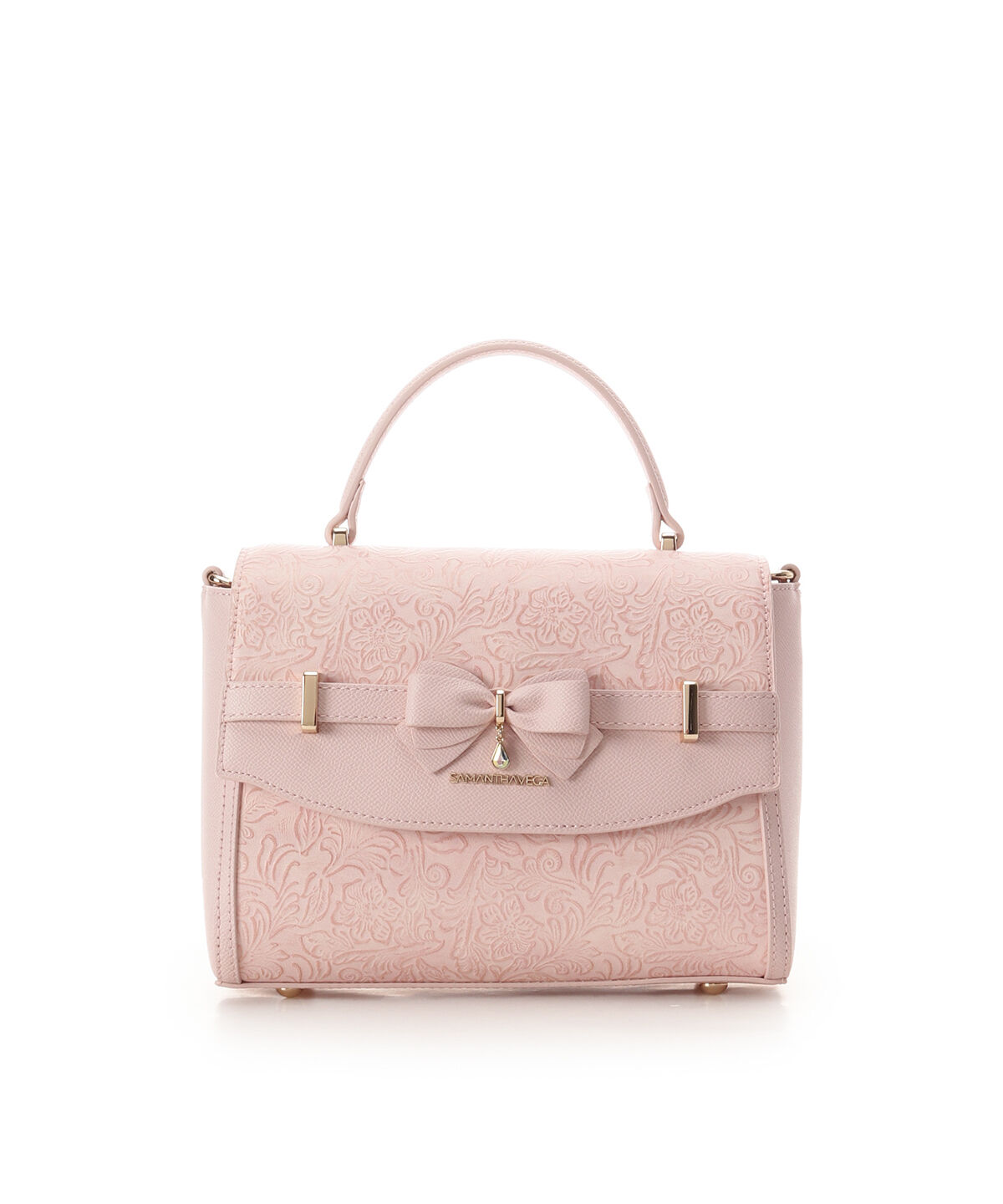 Samantha Vega「フローラルアクセントリボンショルダーバッグ」|ショルダー・メッセンジャー|ピンク