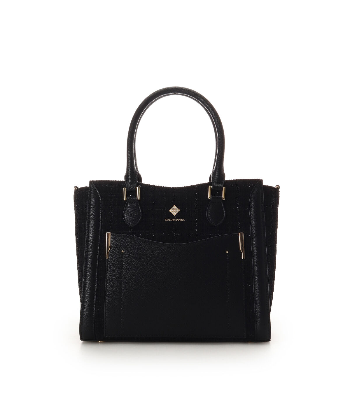 Samantha Vega「新色ツイードダイヤカットハンドバッグ」|ハンドバッグ|ブラック