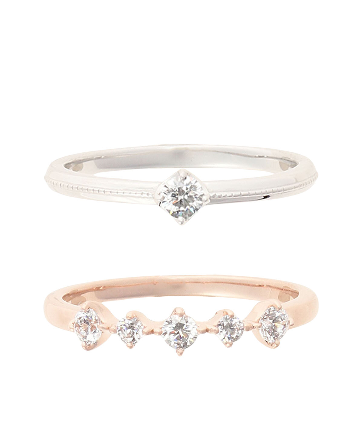 newme by Samantha Thavasa「ストレート 2本セットリング」|リング|SILVER 多色ﾒｯｷ