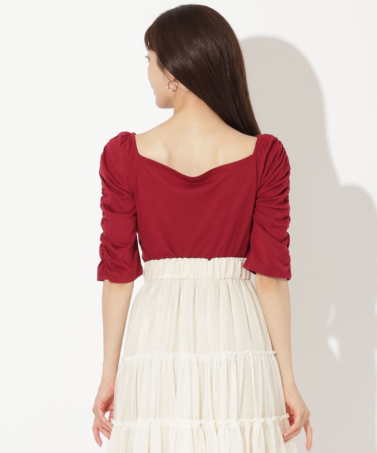 アンドクチュール「フロントクロスギャザーTシャツ」|Tシャツ・カットソー|