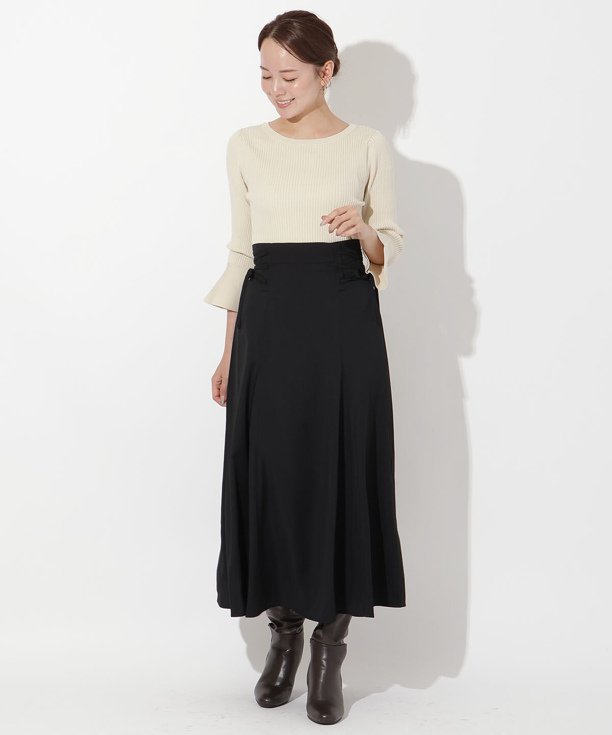 アンドクチュール「サイドレースアップフレアスカート」|フレア|