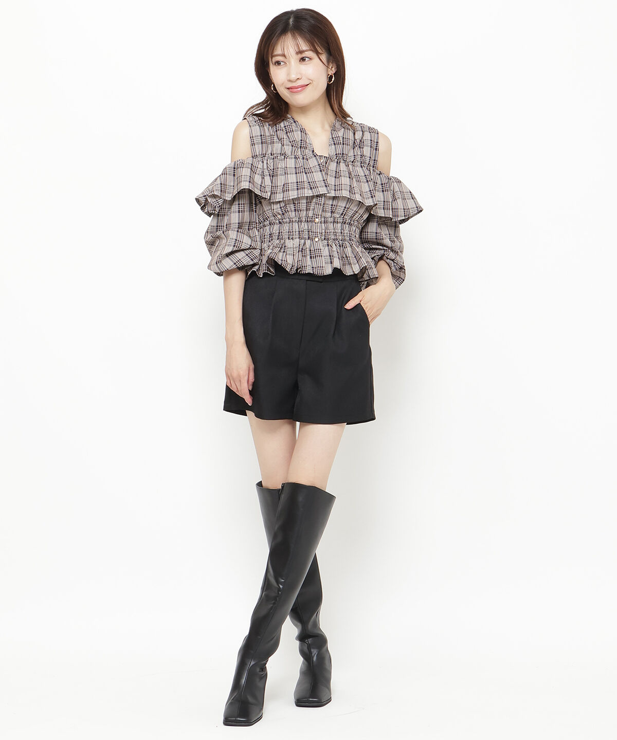 アンドクチュール「コンパクトショートパンツ」|キュロット|