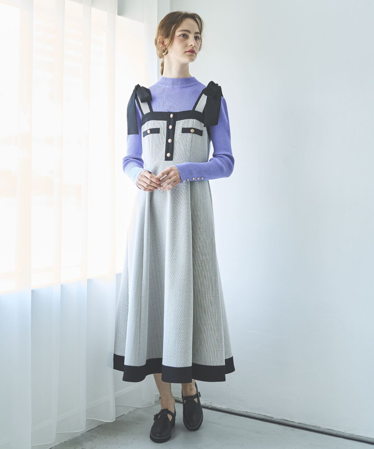 アンドクチュール「ラメツイードジャンスカ」|ジャンパースカート|