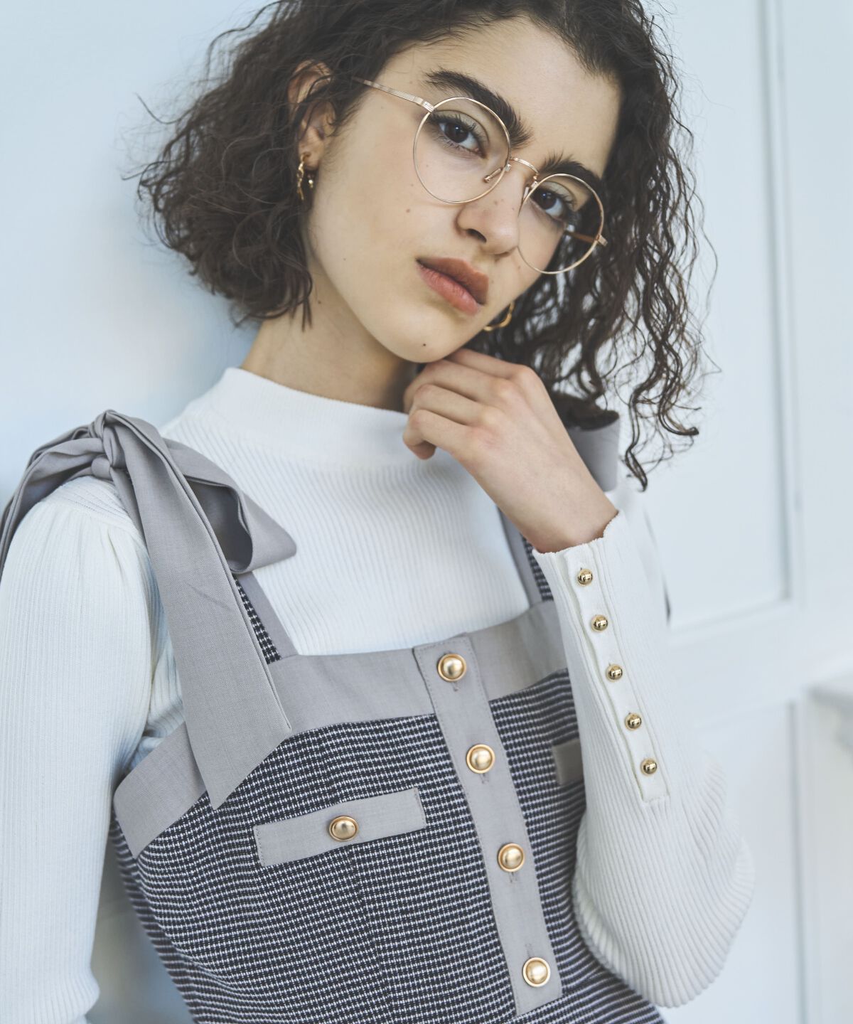 アンドクチュール「ラメツイードジャンスカ」|ジャンパースカート|