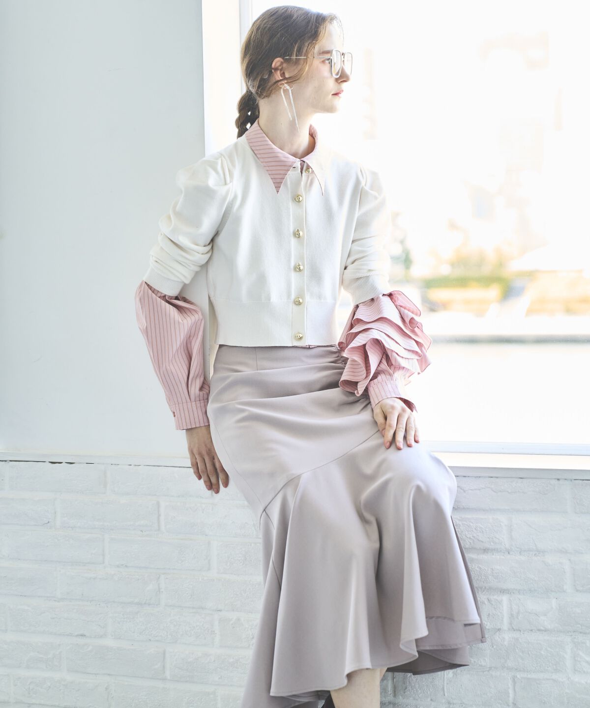 アンドクチュール「アシメギャザーマーメイドスカート」|スカート|