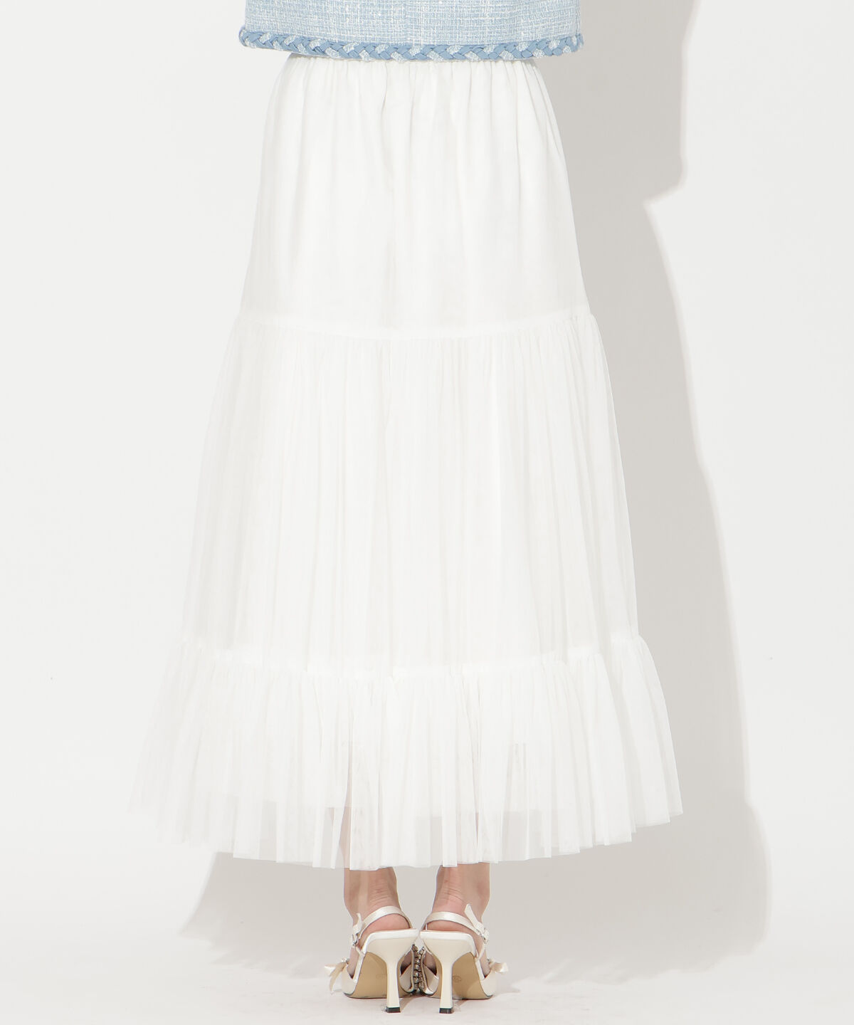アンドクチュール「チュールティアードギャザースカート」|フレア|