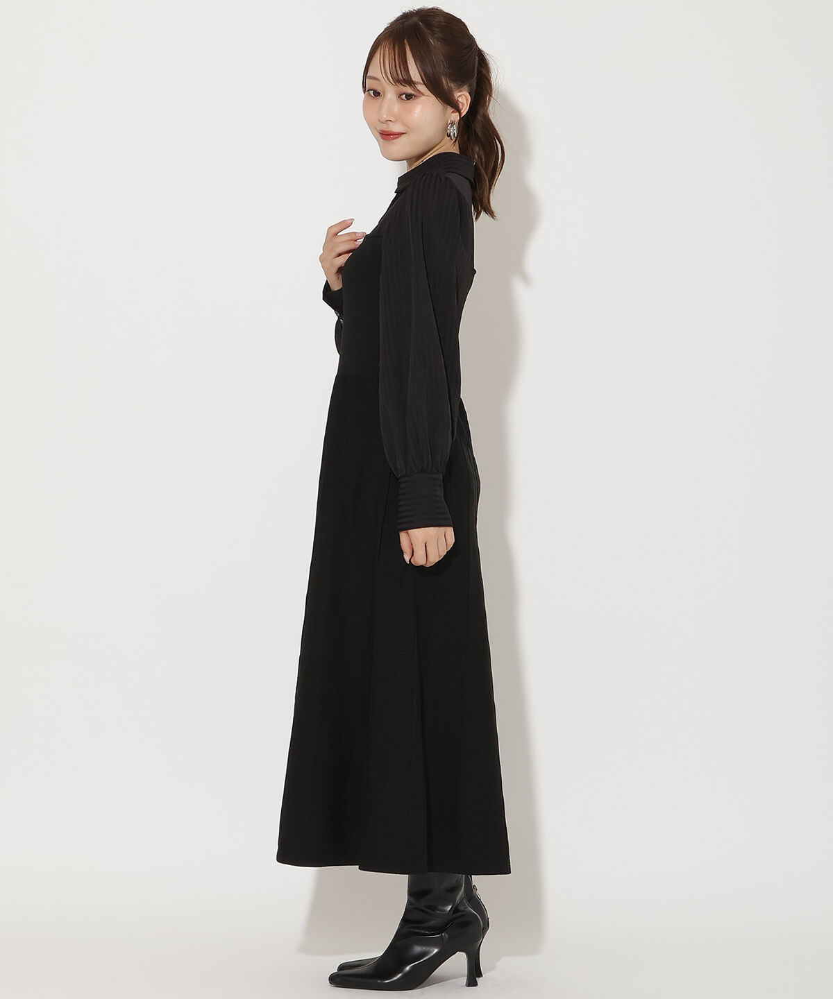 アンドクチュール「ニットビスチェ風スキッパーワンピース」|ワンピース|