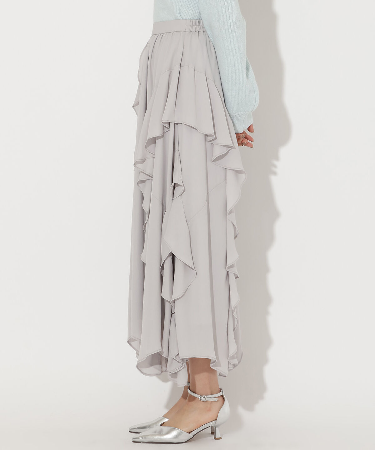 アンドクチュール「ラッフル切替フレアスカート」|フレア|