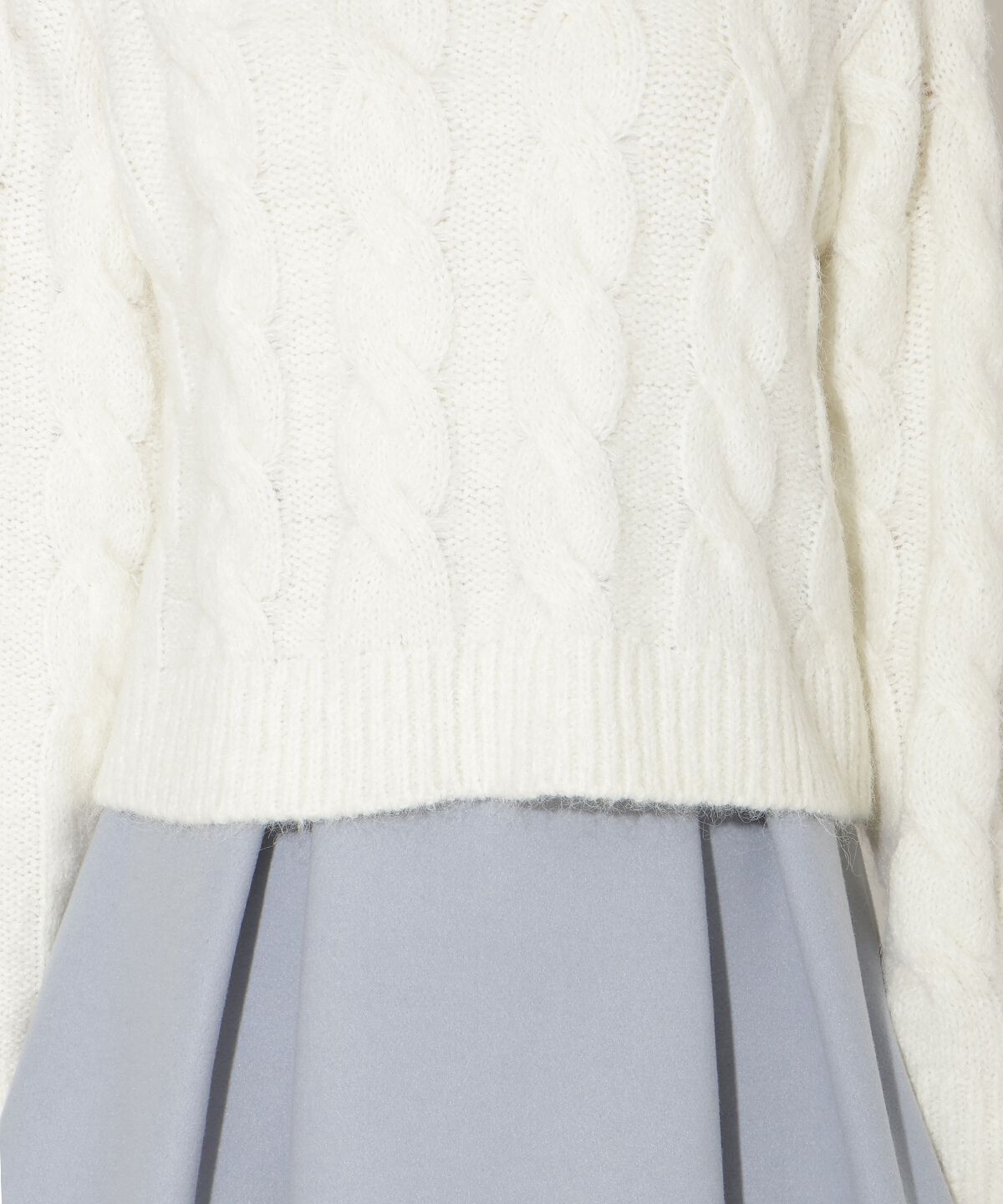 アンドクチュール「パール襟ケーブルニットプルオーバー」|ニット・セーター|