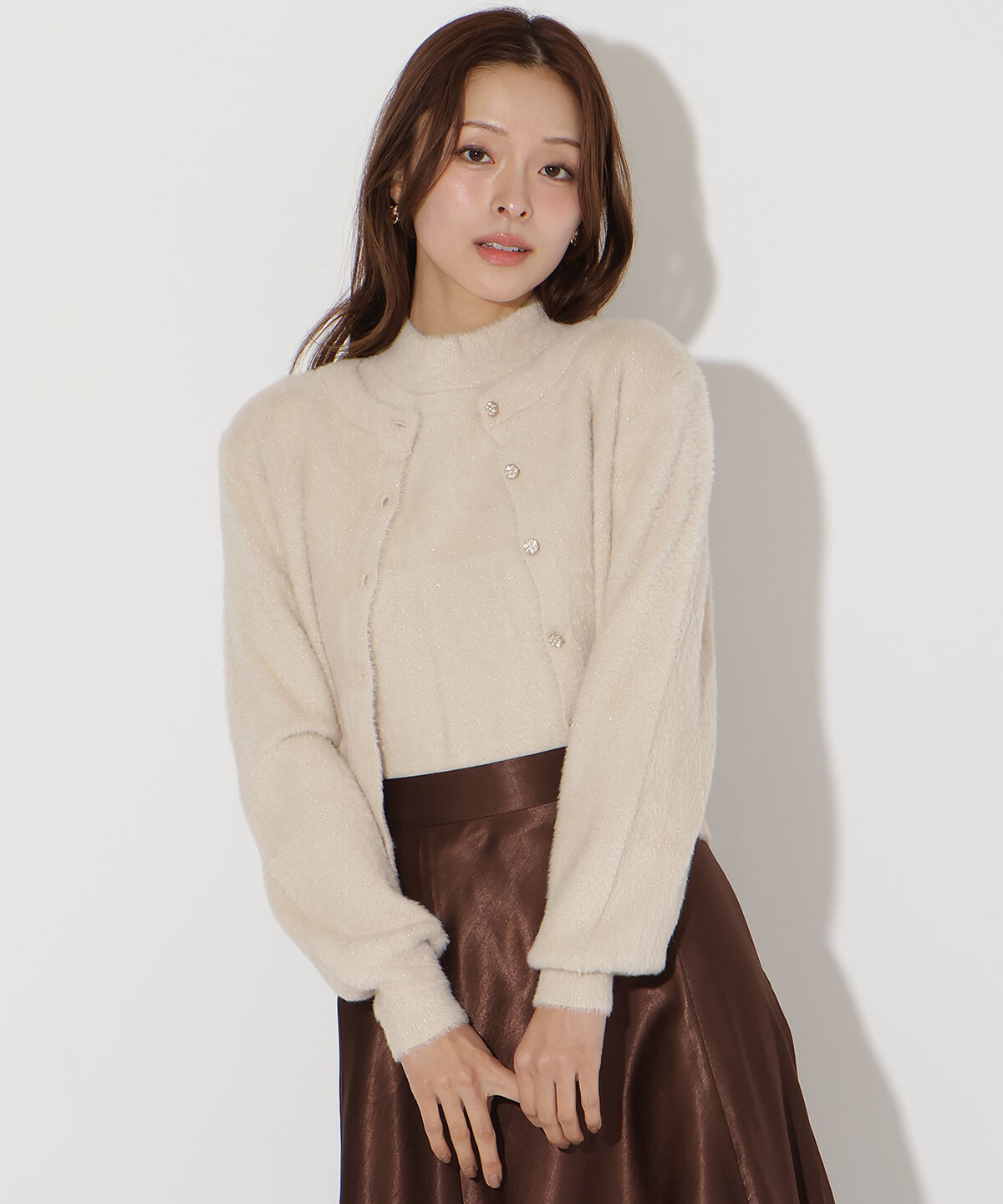 アンドクチュール「フェザーニットアンサンブル」|カーディガン|ベージュ