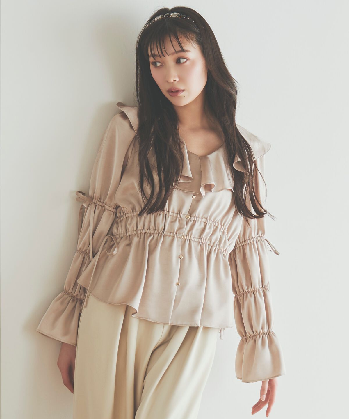アンドクチュール「ウエストシャーリングブラウス」|シャツ・ブラウス|