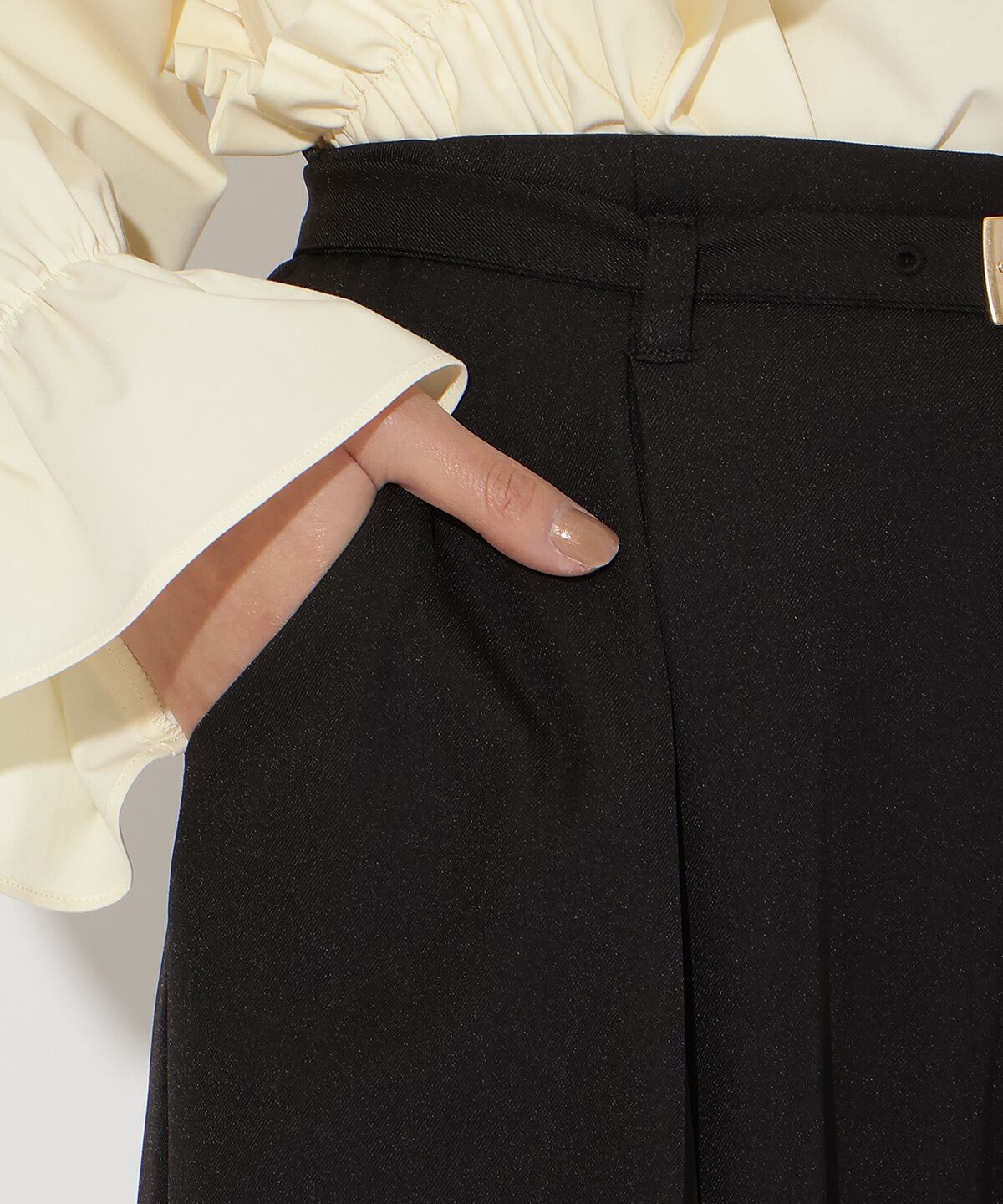 アンドクチュール「ベルト付きタックワイドパンツ」|その他|