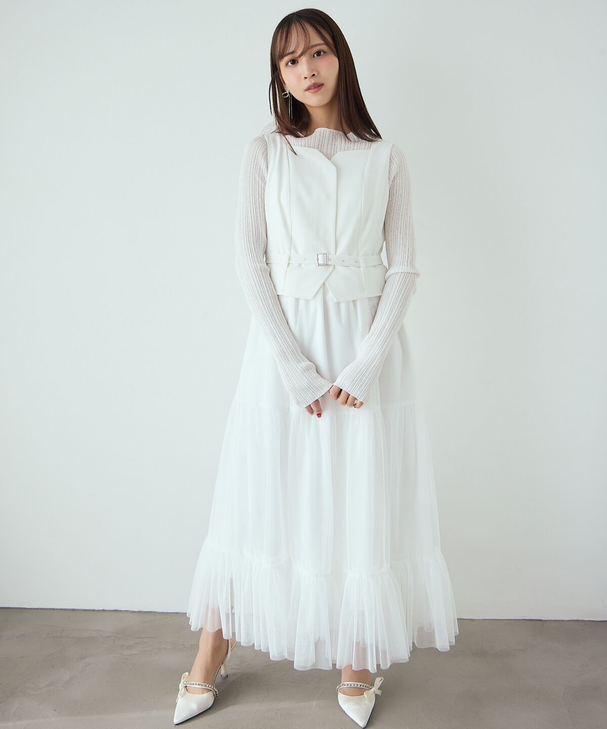 アンドクチュール「シアーランダムリブニットプルオーバー」|ニット・セーター|