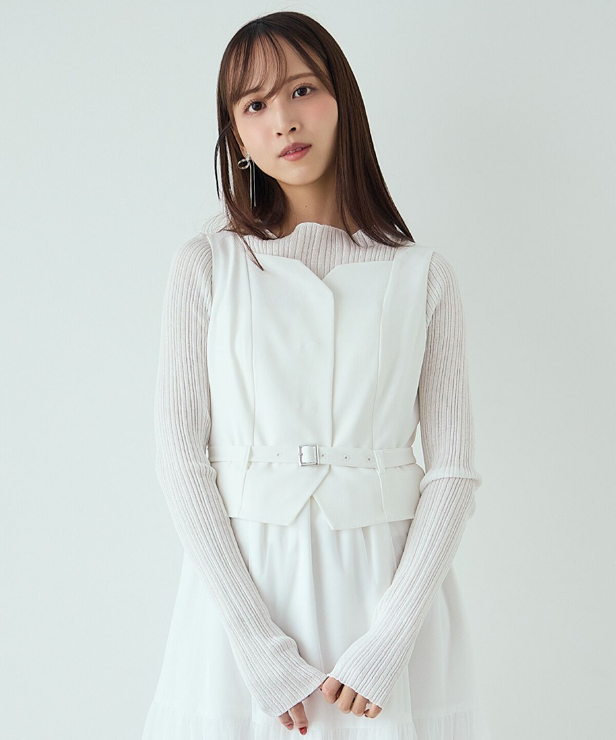 アンドクチュール「シアーランダムリブニットプルオーバー」|ニット・セーター|