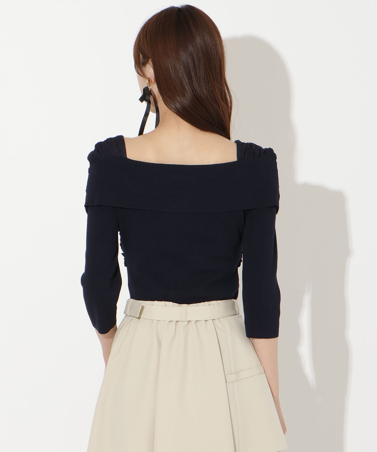 アンドクチュール「7分袖クロスネックニットプルオーバー」|ニット・セーター|