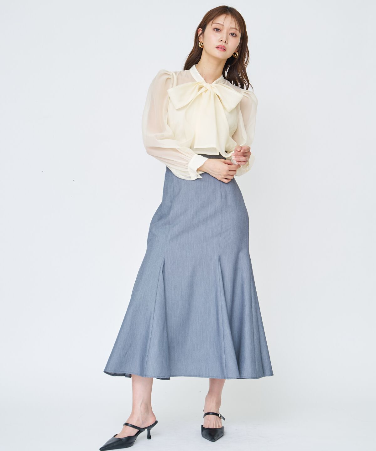 アンドクチュール「シアーボウタイブラウス」|シャツ・ブラウス|